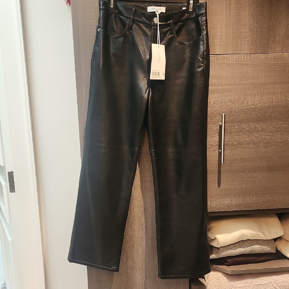 Frame Denim Black Faux Leather Pant
